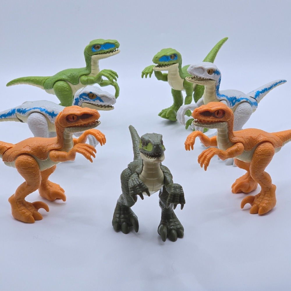 Mattel Jurassic World Velociraptor Action Figure Lot of 7 Adventure Toy